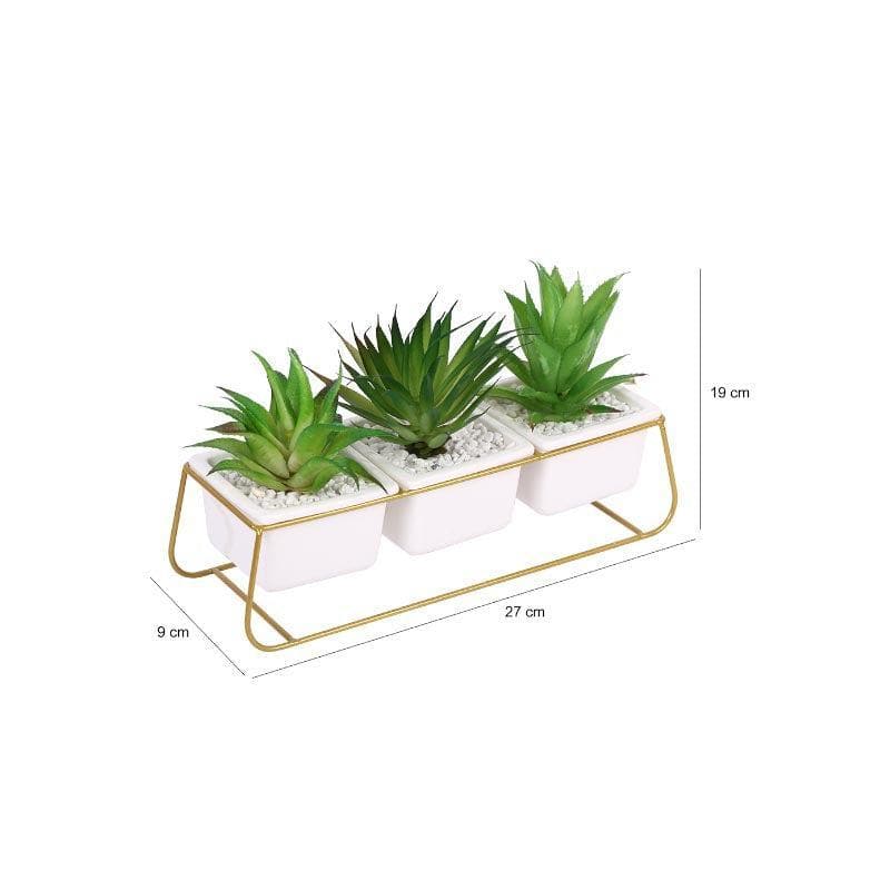 Buy Faux Triad Succulent In Pot - 15.5 cms Artificial Plants from Vaaree