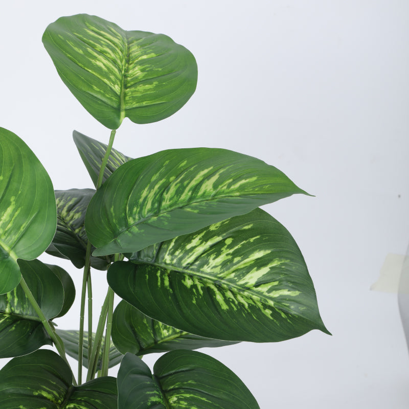 Artificial Plants - Faux Tropical Dieffenbachia Silk Plant With Pot - 2.13 ft
