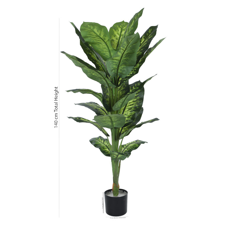 Artificial Plants - Faux Tuftroot Diffenbachia Plant With Pot - 4.59 ft