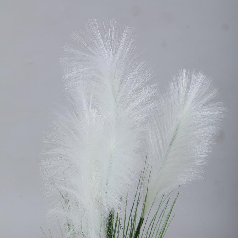 Artificial Plants - Faux White Grass With Pot - 2.95 ft