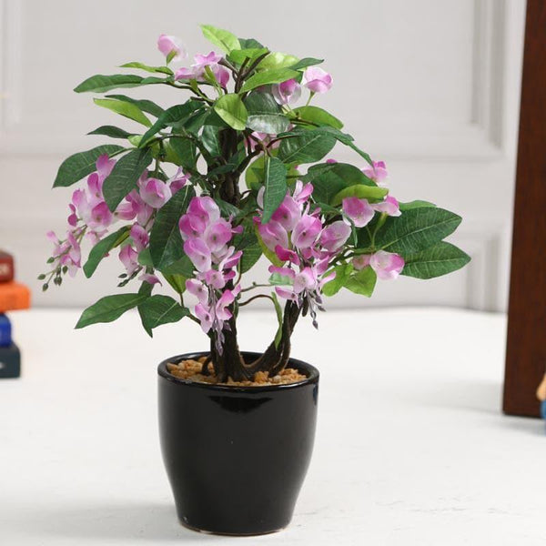 Buy Artificial Plants - Faux Wisteria Bonsai In Ceramic Pot - Purple at Vaaree online