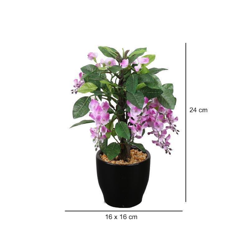 Buy Faux Wisteria Bonsai In Ceramic Pot (25 cms) - Purple Artificial Plants from Vaaree