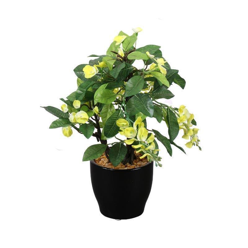 Buy Faux Wisteria Bonsai In Ceramic Pot (25 cms) - Yellow Artificial Plants from Vaaree