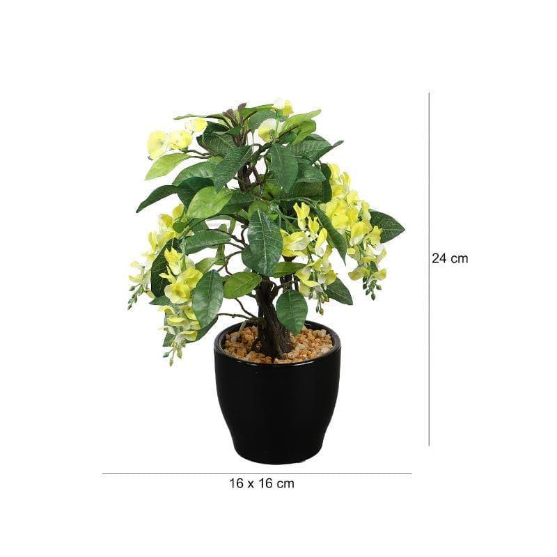 Buy Faux Wisteria Bonsai In Ceramic Pot (25 cms) - Yellow Artificial Plants from Vaaree