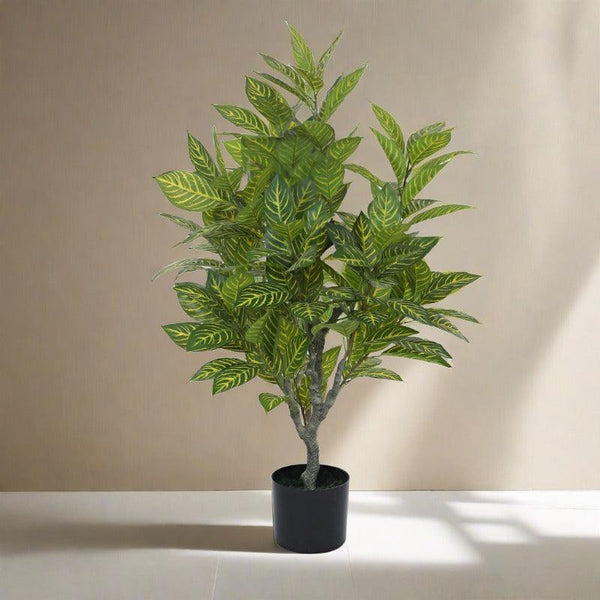 Artificial Plants - Faux Yellow Zebra Plant With Pot - 3.94 ft