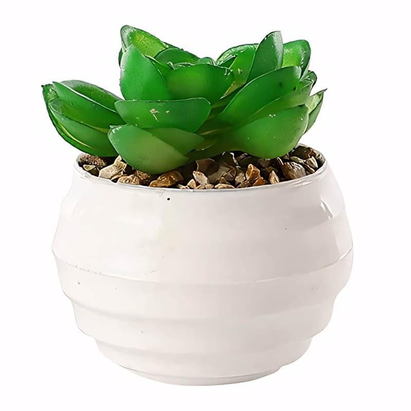 Artificial Plants - Hecha Faux Plant In Borga Pot (14 cms) - Set Of Three