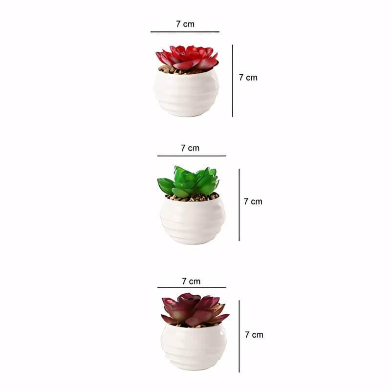 Artificial Plants - Hecha Faux Plant In Borga Pot (14 cms) - Set Of Three