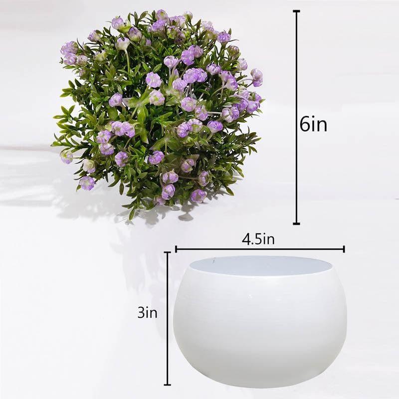 Buy Lavender Faux Ice Rose Floral Bush In White Pot - 15 cms Artificial Plants from Vaaree