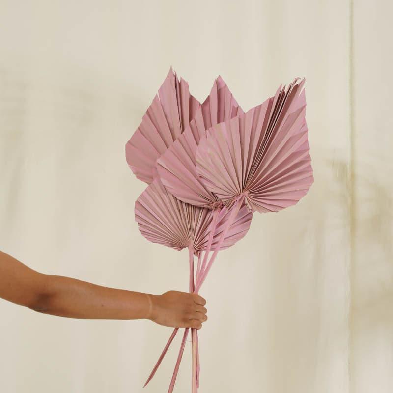 Buy (Pink) Palm Leaf (20 cms) - Set Of Five Stems Artificial Flowers from Vaaree