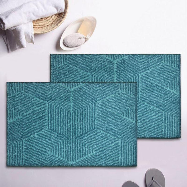 Buy Balzena Anti Slip Bathmat (Aqua) - Set Of Two Bath Mats from Vaaree