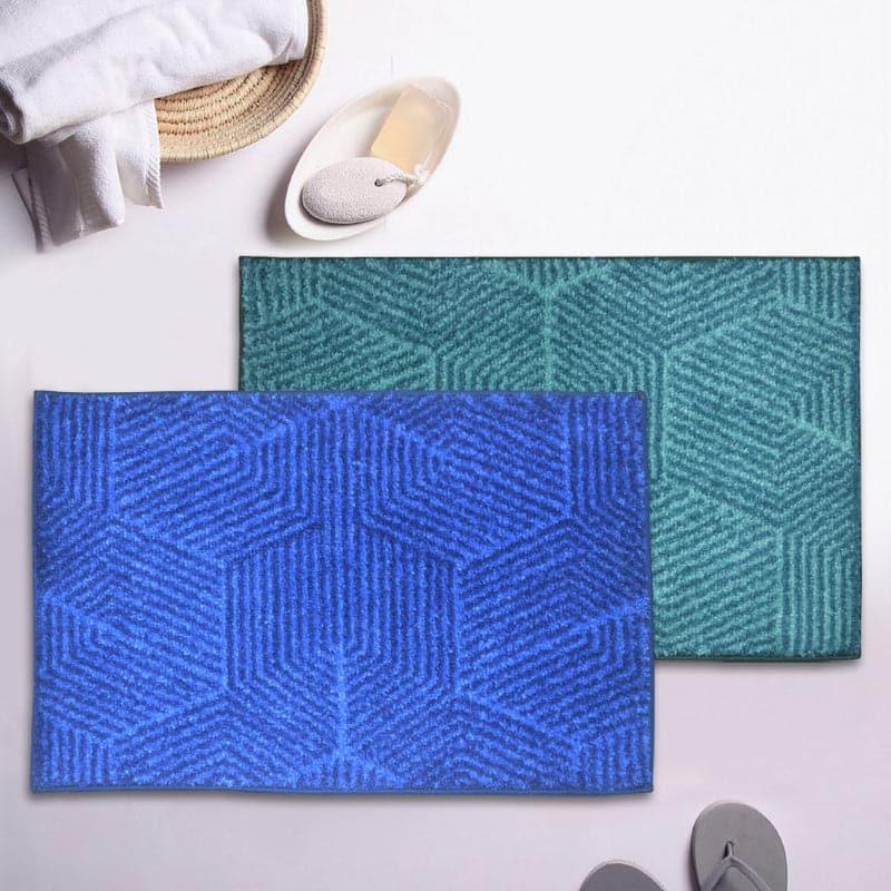 Buy Balzena Anti Slip Bathmat (Blue & Aqua) - Set Of Two Bath Mats from Vaaree