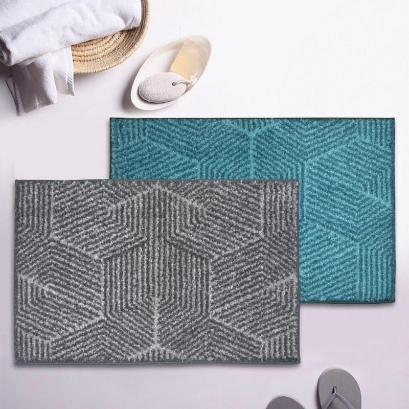 Buy Balzena Anti Slip Bathmat (Grey & Aqua) - Set Of Two Bath Mats from Vaaree