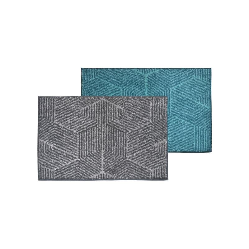 Buy Balzena Anti Slip Bathmat (Grey & Aqua) - Set Of Two Bath Mats from Vaaree