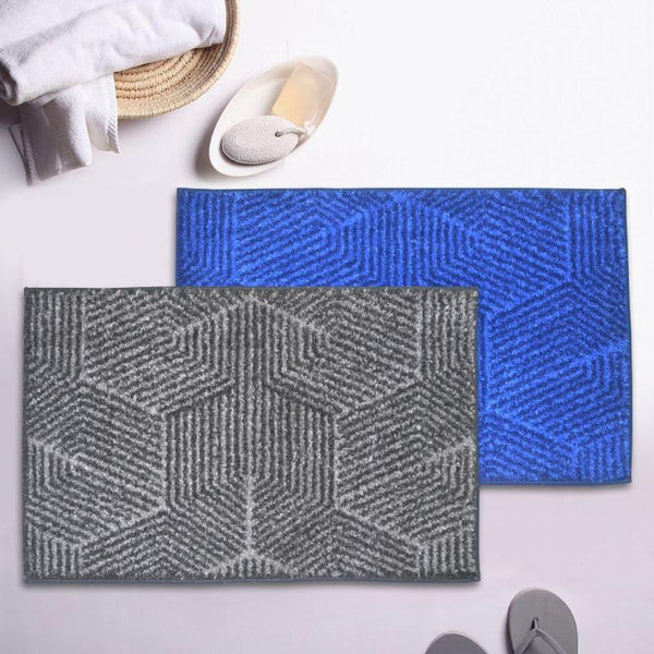 Buy Balzena Anti Slip Bathmat (Grey & Blue) - Set Of Two Bath Mats from Vaaree