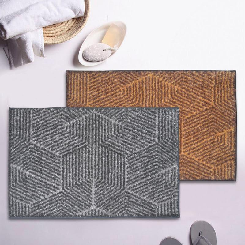 Buy Balzena Anti Slip Bathmat (Grey & Brown) - Set Of Two Bath Mats from Vaaree