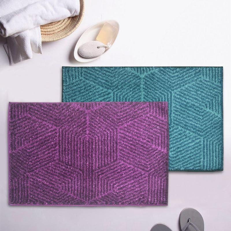 Buy Balzena Anti Slip Bathmat (Violet & Aqua) - Set Of Two Bath Mats from Vaaree