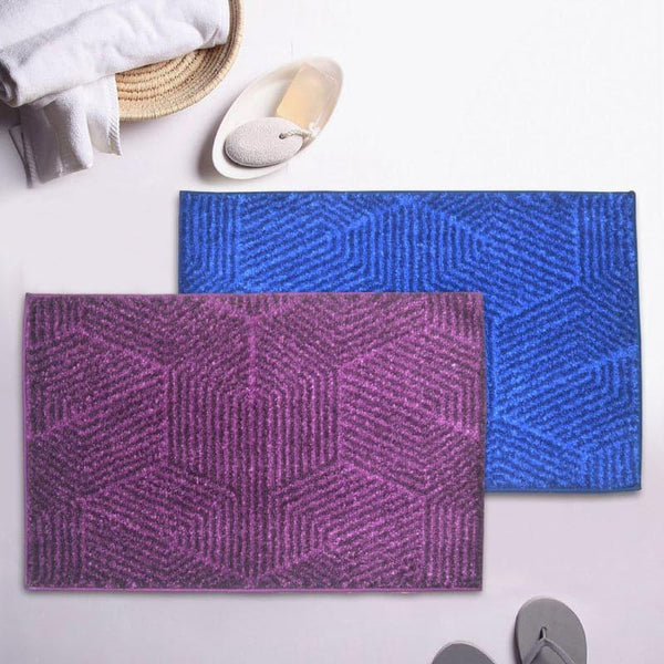 Buy Balzena Anti Slip Bathmat (Violet & Blue) - Set Of Two Bath Mats from Vaaree