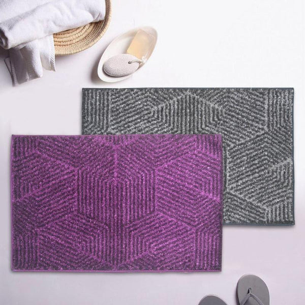 Buy Balzena Anti Slip Bathmat (Violet & Grey) - Set Of Two Bath Mats from Vaaree