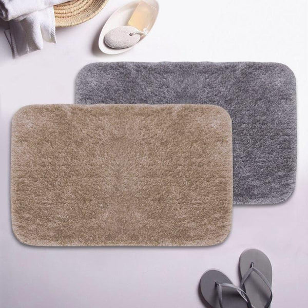 Buy Foot Mate Anti Slip Bathmat (Grey & Light Brown) - Set Of Two Bath Mats from Vaaree