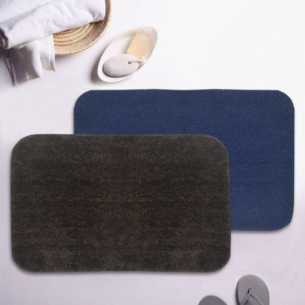 Buy Rista Anti Slip Bathmat (Blue & Brown) - Set Of Two Bath Mats from Vaaree