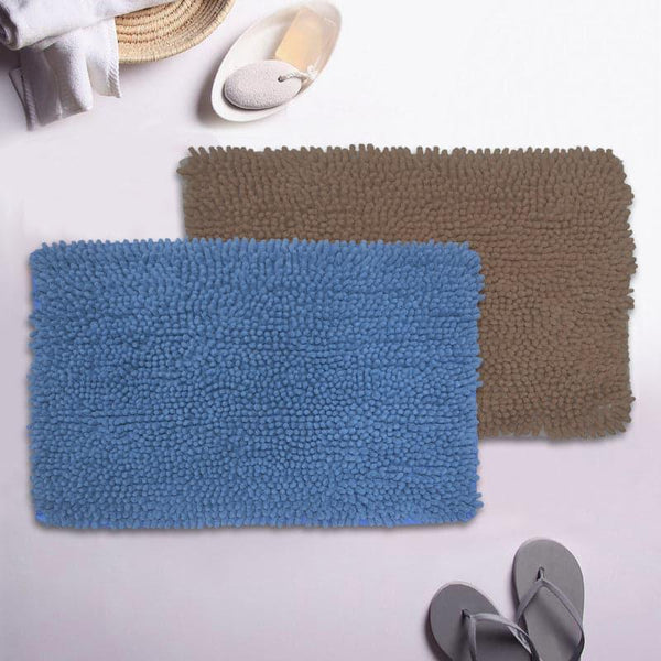 Buy Zora Anti Slip Bathmat (Blue & Brown) - Set Of Two Bath Mats from Vaaree