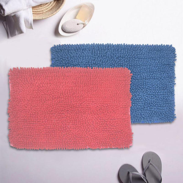 Buy Zora Anti Slip Bathmat (Peach & Blue) - Set Of Two Bath Mats from Vaaree