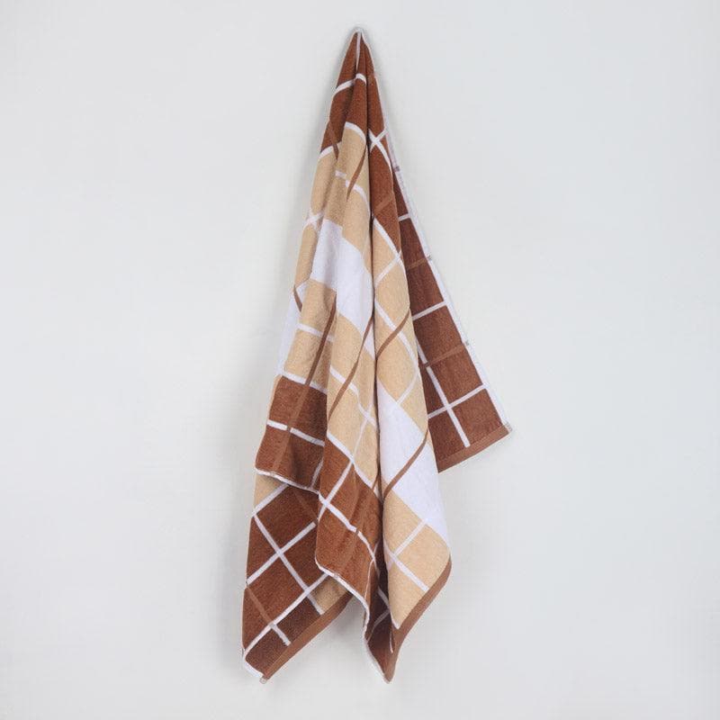 Buy Aqua Checkmate Bath Towel - Beige Bath Towels from Vaaree