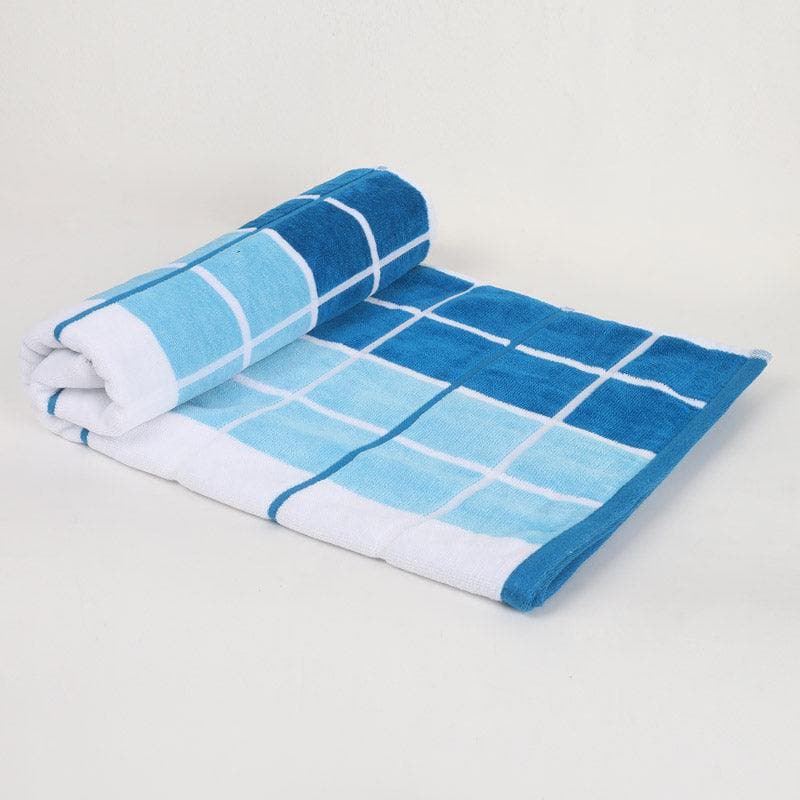 Buy Bath Towels - Aqua Checkmate Bath Towel (Beige & Blue) - Set Of Two at Vaaree online