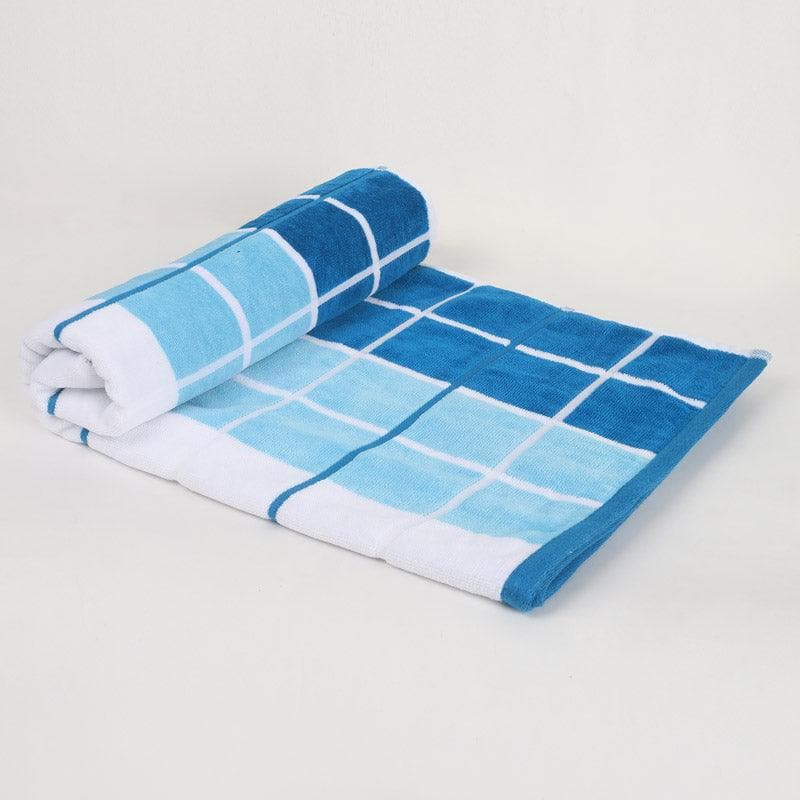 Buy Aqua Checkmate Bath Towel (Beige & Blue) - Set Of Two Bath Towels from Vaaree