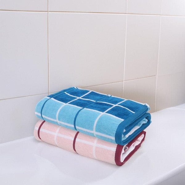 Buy Bath Towels - Aqua Checkmate Bath Towel (Pink & Blue) - Set Of Two at Vaaree online