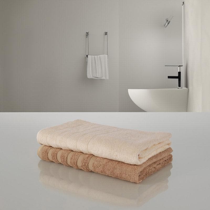 Buy Bath Towels - Drip Dry Bath Towel (Beige & Cream) - Set Of Two at Vaaree online