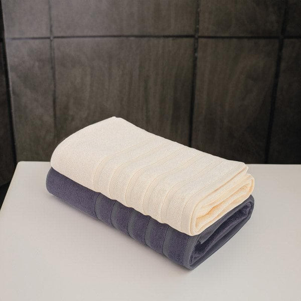 Buy Drip Dry Bath Towel (Cream & Purple) - Set Of Two Bath Towels from Vaaree