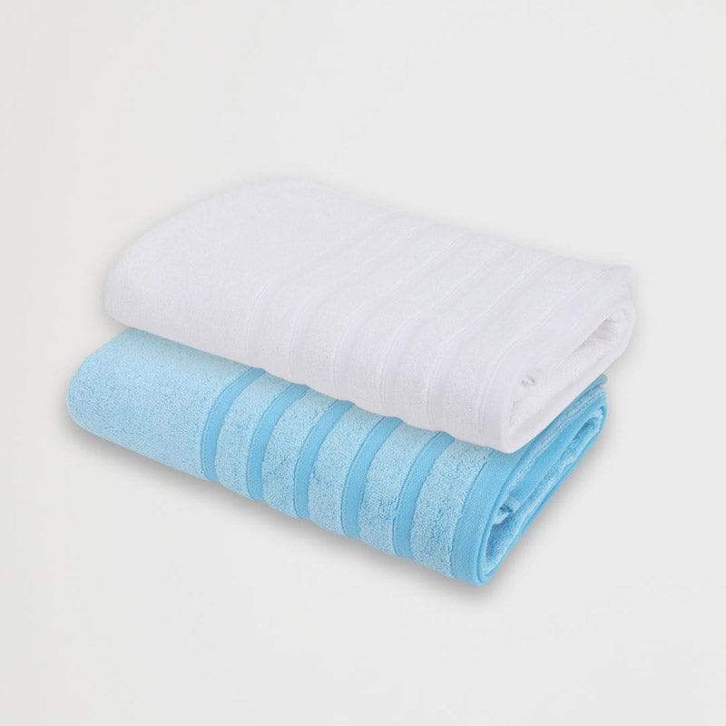 Buy Drip Dry Bath Towel (Light Blue & White) - Set Of Two Bath Towels from Vaaree