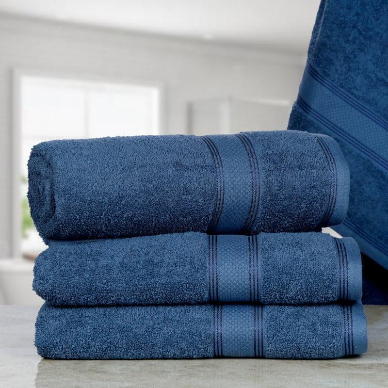 Buy Emerie Bath Towel (Blue) - Set Of Four Bath Towels from Vaaree