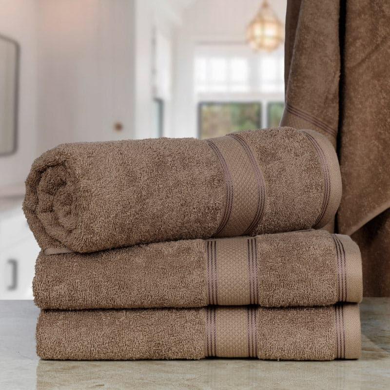 Buy Emerie Bath Towel (Brown) - Set Of Four Bath Towels from Vaaree