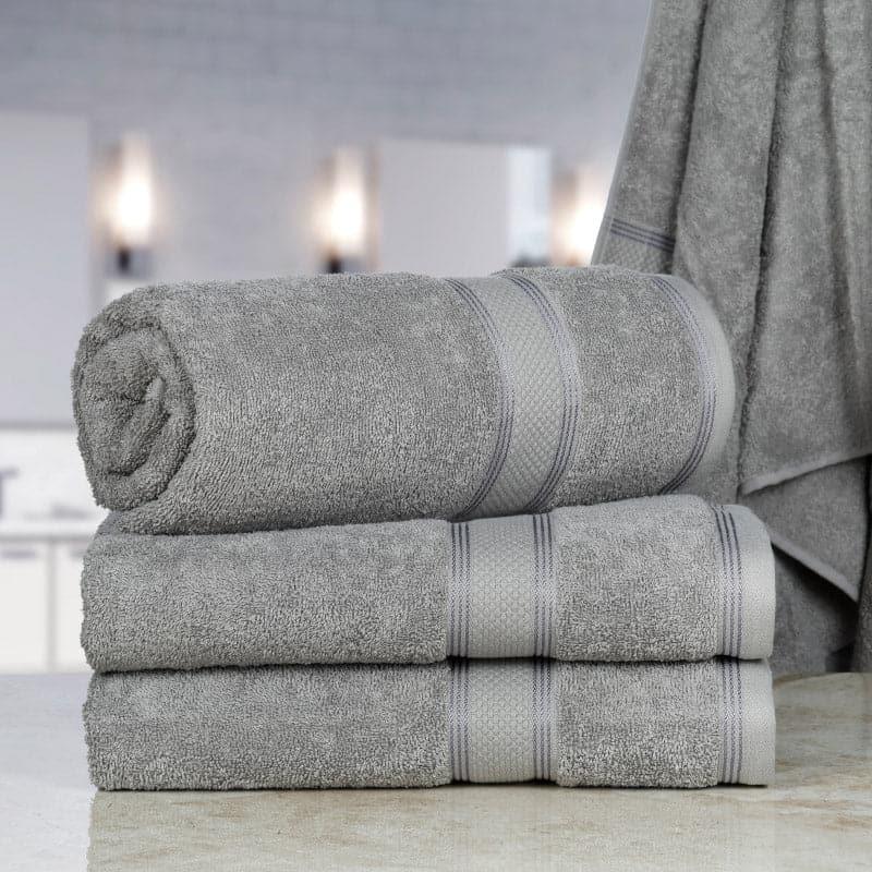 Buy Emerie Bath Towel (Silver) - Set Of Four Bath Towels from Vaaree