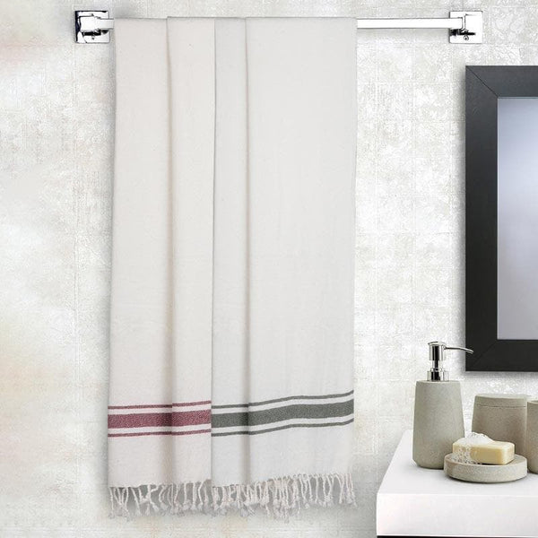 Buy Fresh Breeze Bath Towel (Red & Grey) - Set Of Four Bath Towels from Vaaree