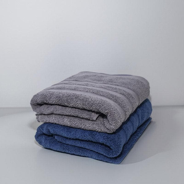 Buy Bath Towels - Hydro Glee Bath Towel (Grey & Dark Blue) - Set Of Two at Vaaree online