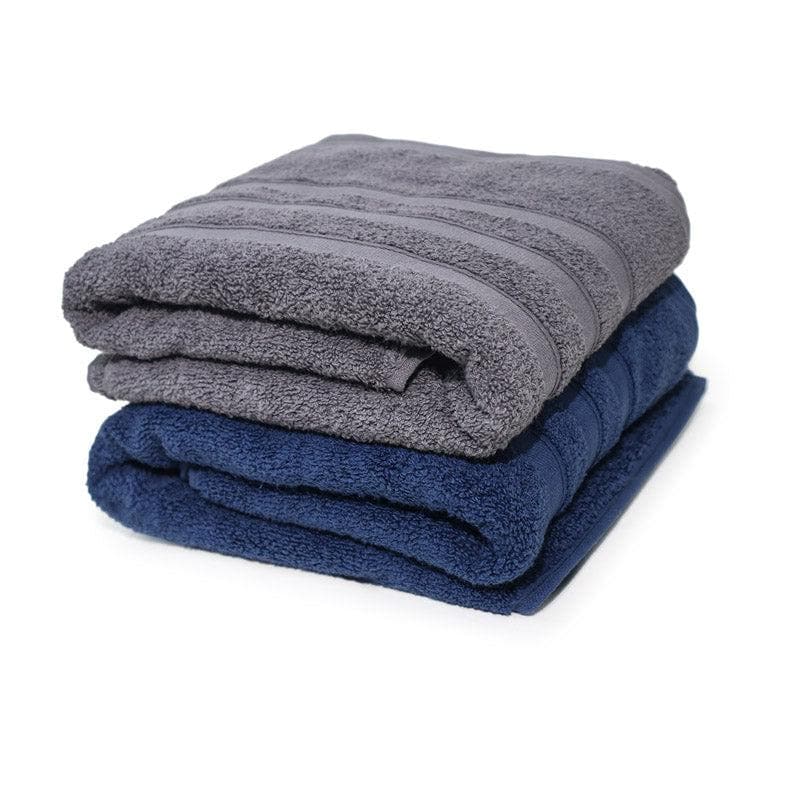 Buy Hydro Glee Bath Towel (Grey & Dark Blue) - Set Of Two Bath Towels from Vaaree