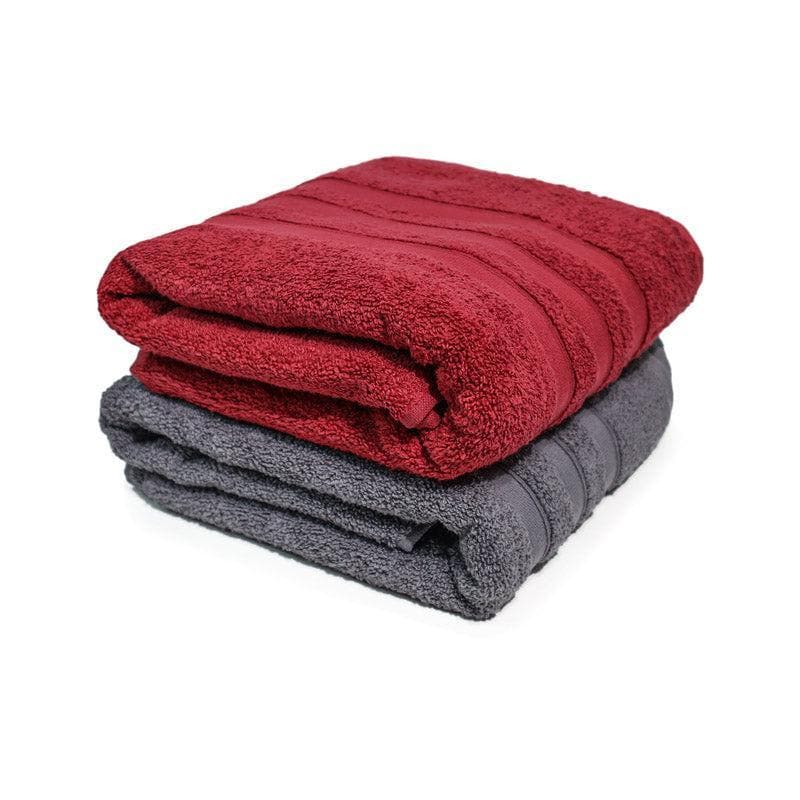 Buy Hydro Glee Bath Towel (Red & Grey) - Set Of Two Bath Towels from Vaaree