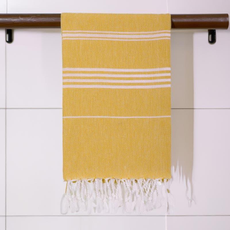 Buy Luxe Linen Bath Towel - Yellow Bath Towels from Vaaree