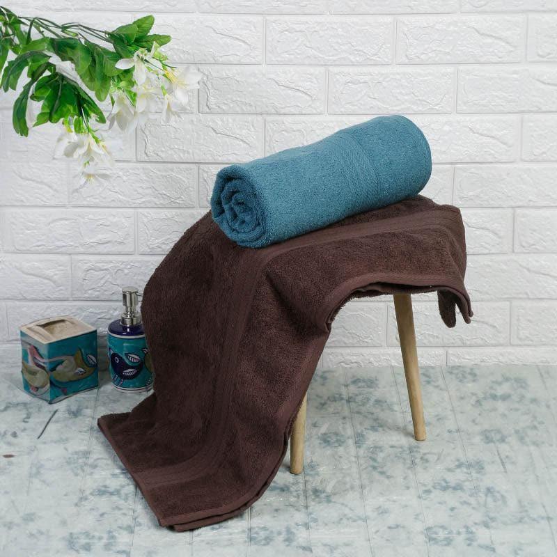 Buy Luxo Wrap Bath Towel (Blue & Brown) - Set of Two Bath Towels from Vaaree