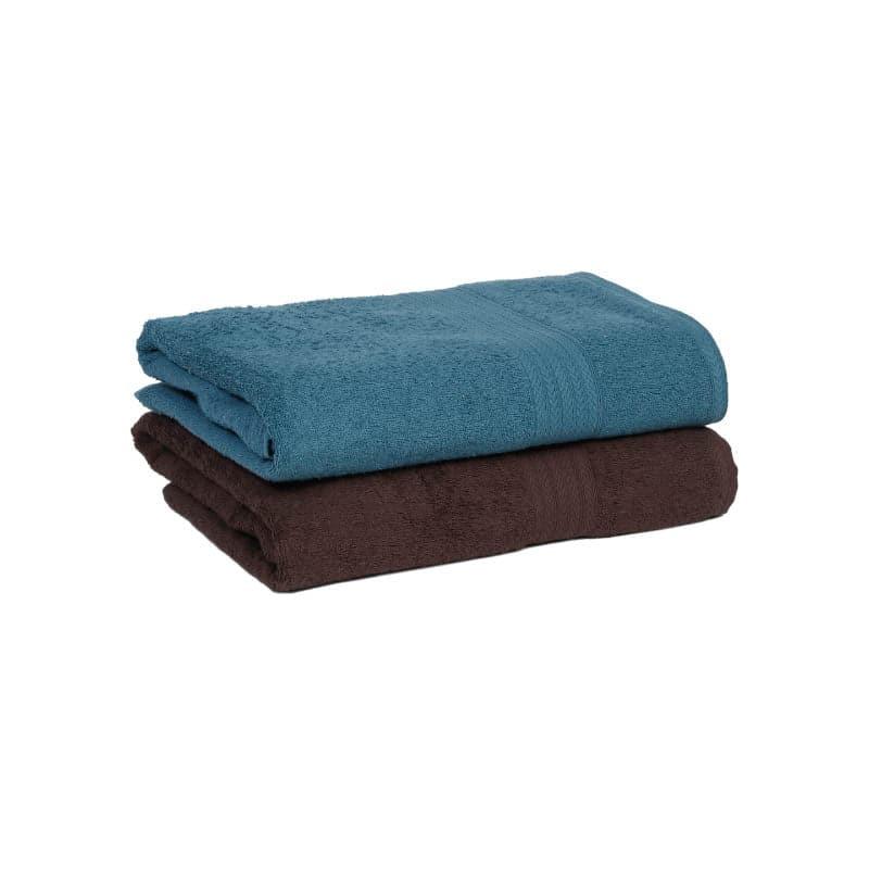 Buy Luxo Wrap Bath Towel (Blue & Brown) - Set of Two Bath Towels from Vaaree