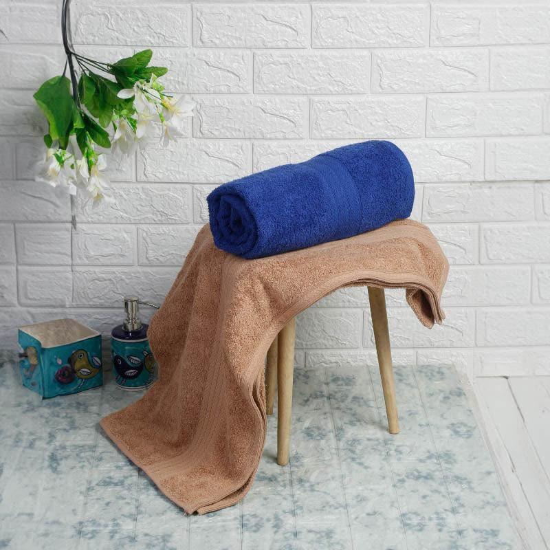 Buy Luxo Wrap Bath Towel (Blue & Brown) - Set of Two Bath Towels from Vaaree