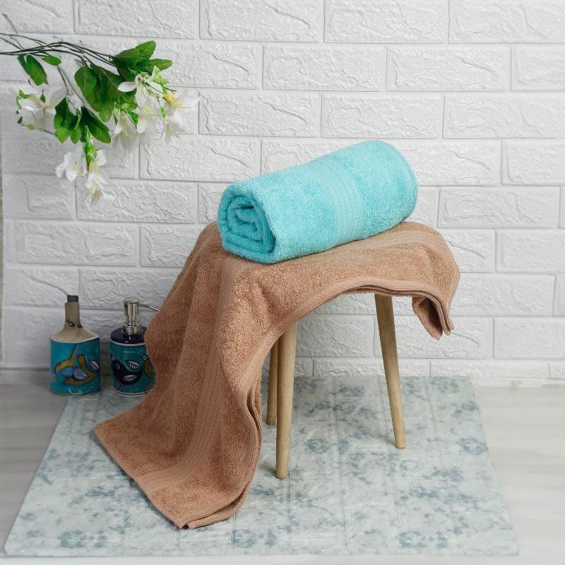 Buy Luxo Wrap Bath Towel (Light Blue & Brown) - Set of Two Bath Towels from Vaaree