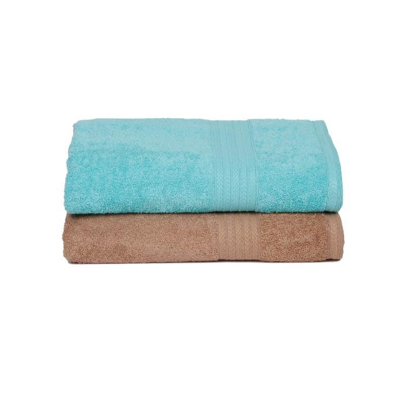 Buy Luxo Wrap Bath Towel (Light Blue & Brown) - Set of Two Bath Towels from Vaaree