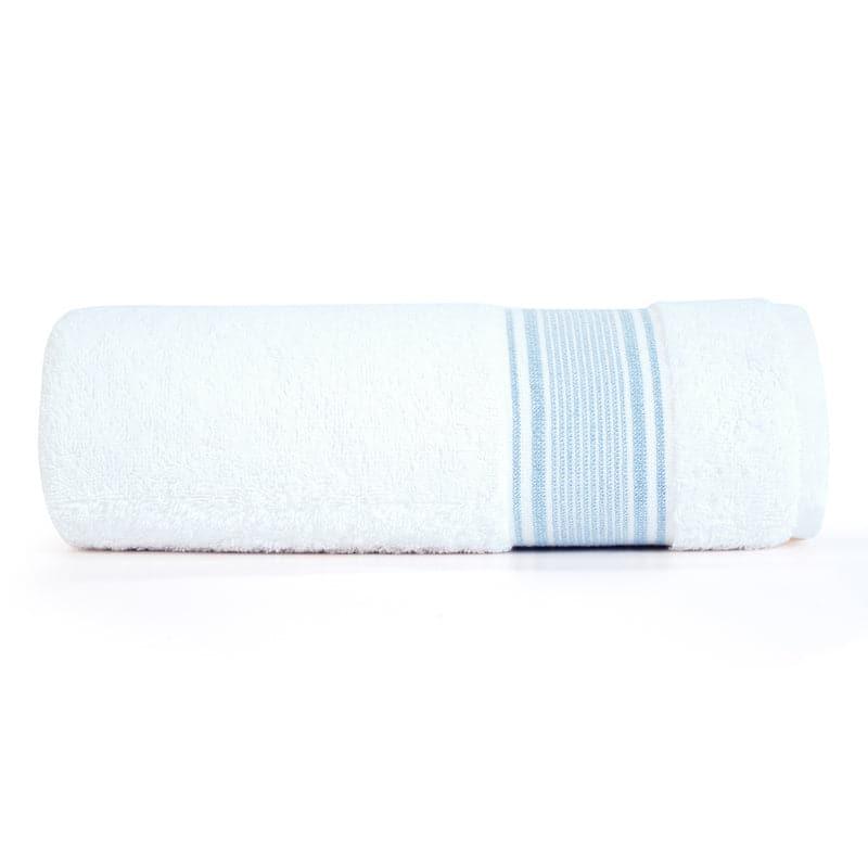 Buy Micro Cotton LuxeDry Comfort Bath Towel - White & Blue Bath Towels from Vaaree