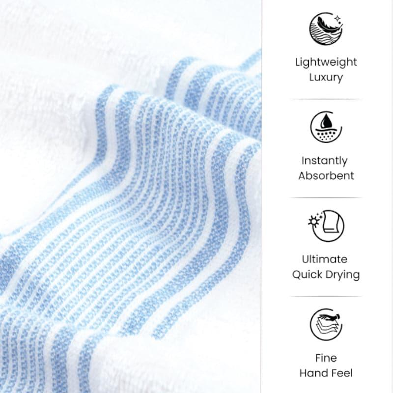 Buy Micro Cotton LuxeDry Comfort Bath Towel - White & Blue Bath Towels from Vaaree