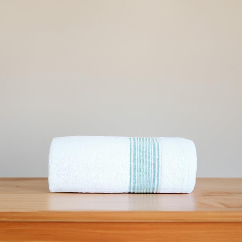 Buy Micro Cotton LuxeDry Comfort Bath Towel - White & Green Bath Towels from Vaaree