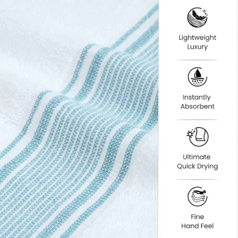 Buy Micro Cotton LuxeDry Comfort Bath Towel - White & Green Bath Towels from Vaaree